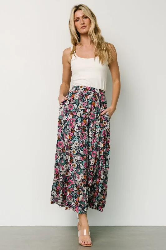Maxi Dresses with Long - Sleeve Lace Inserts for a Romantic LookReilly Maxi Skirt | Navy Flower Print Maxi Dresses with Long - Sleeve Lace Inserts for a Romantic LookReilly Maxi Skirt | Navy Flower Print