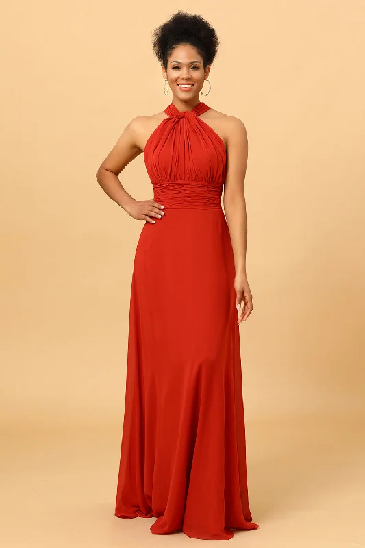 "Chiffon dresses for women with a flowy and light feel"Rust Red Convertible Chiffon Bridesmaid Dress "Chiffon dresses for women with a flowy and light feel"Rust Red Convertible Chiffon Bridesmaid Dress