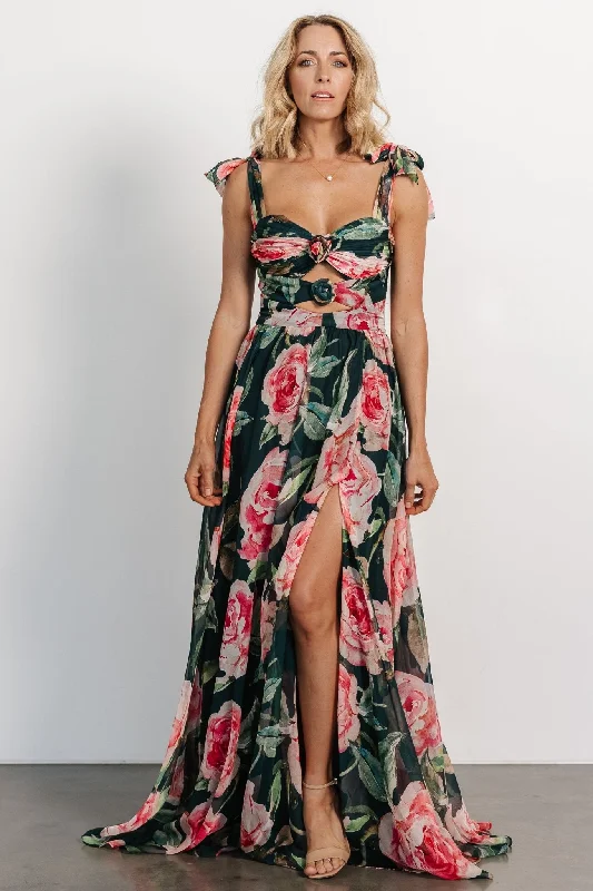 Sleeveless Maxi Dresses for a Minimalist StyleShira Gown | Dark Green Floral