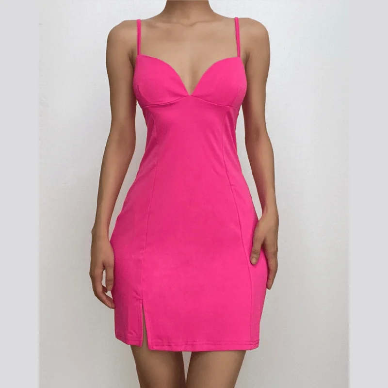 "New Arrivals Discount: 20% Off on Latest Women's Dress Collections"BerryBetty - Slit v neck backless solid cami mini dress "New Arrivals Discount: 20% Off on Latest Women's Dress Collections"BerryBetty - Slit v neck backless solid cami mini dress