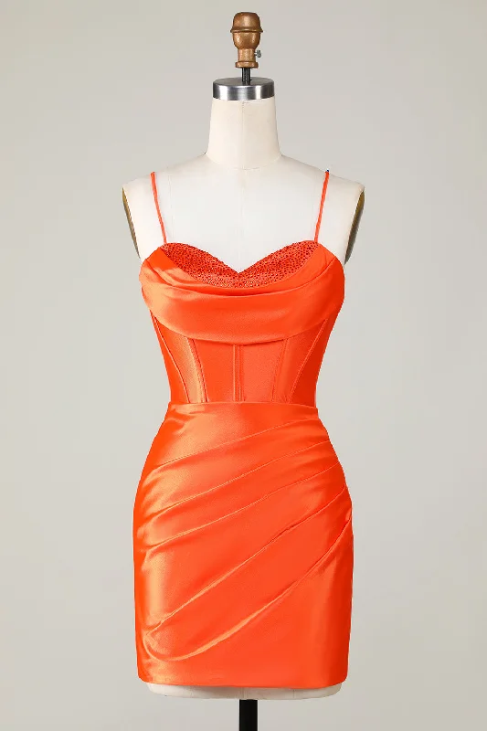 "Bohemian - style women's dresses for music festivals"Sparkly Orange Beaded Corset Tight Short Homecoming Dress "Bohemian - style women's dresses for music festivals"Sparkly Orange Beaded Corset Tight Short Homecoming Dress