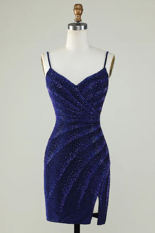 "Flash Sale: Grab Your Favorite Women's Dresses at Unbeatable Prices!"Sparkly Sheath Spaghetti Straps Royal Blue Short Homecoming Dress with Beading "Flash Sale: Grab Your Favorite Women's Dresses at Unbeatable Prices!"Sparkly Sheath Spaghetti Straps Royal Blue Short Homecoming Dress with Beading