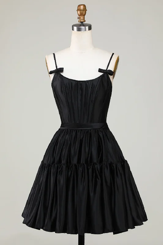 "Red dresses for women to make a bold statement"Trendy A-Line Spaghetti Straps Black Short Homecoming Dress "Red dresses for women to make a bold statement"Trendy A-Line Spaghetti Straps Black Short Homecoming Dress