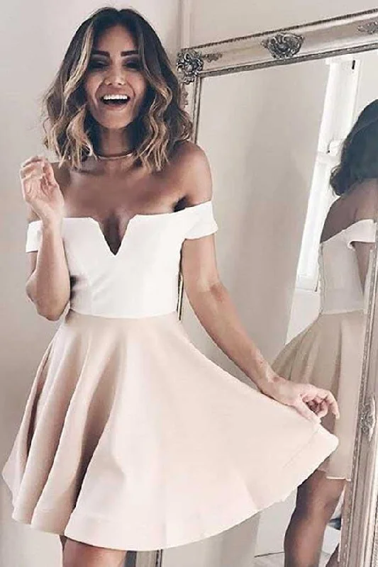 Party Dresses with Sequined Dots and Sheer Skirt for Ladies' Playful and Sultry LookA-Line Off-the-Shoulder Short Prom Homecoming Party Dress PD036 Party Dresses with Sequined Dots and Sheer Skirt for Ladies' Playful and Sultry LookA-Line Off-the-Shoulder Short Prom Homecoming Party Dress PD036