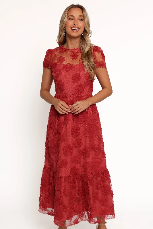 Button - down denim midi dress for a casual and laid - back lookAbbey Midi Dress - Wine