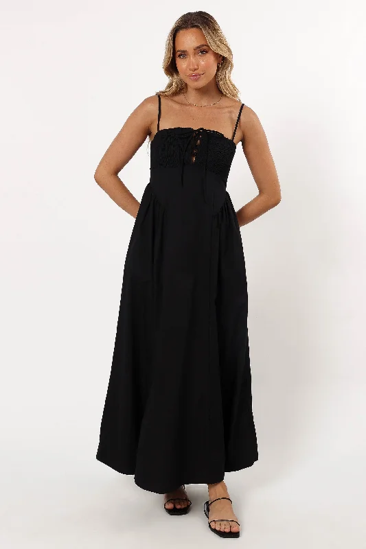 Bishop - sleeve midi dress for a vintage - inspired and elegant styleAlena Midi Dress - Black Bishop - sleeve midi dress for a vintage - inspired and elegant styleAlena Midi Dress - Black