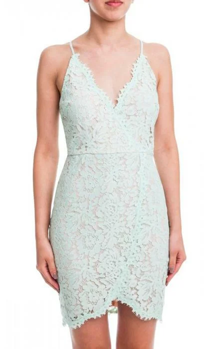 Tulle Party Dresses with Beaded Waistband for Ladies' Defined Waist and Graceful LookLUSH Almost Exclusive Mint Lace Dress
