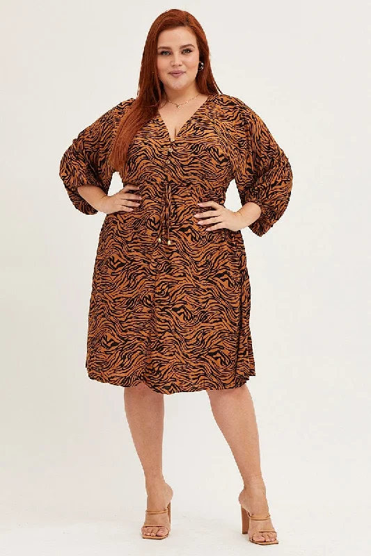 Party Dresses with Pleated Tulle Skirt and Sequined Geometric Shapes and Lace Overlay for Ladies' Princess and Feminine LookAnimal Print V-neck 3/4 Sleeve Rayon Dress Party Dresses with Pleated Tulle Skirt and Sequined Geometric Shapes and Lace Overlay for Ladies' Princess and Feminine LookAnimal Print V-neck 3/4 Sleeve Rayon Dress