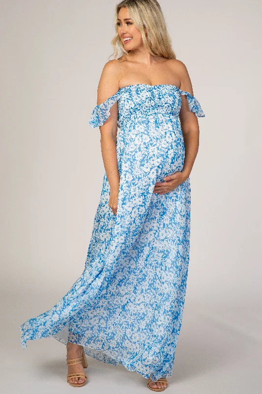 Tube Dresses with Beaded Waistband for Ladies' Simple and Chic StyleBlue Floral Flutter Sleeve Maternity Maxi Dress Tube Dresses with Beaded Waistband for Ladies' Simple and Chic StyleBlue Floral Flutter Sleeve Maternity Maxi Dress
