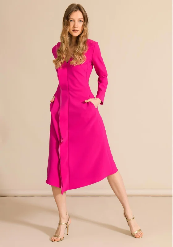 Bow - decorated midi dress for a feminine and charming lookCaroline Kilkenny River Midi Dress, Pink Bow - decorated midi dress for a feminine and charming lookCaroline Kilkenny River Midi Dress, Pink