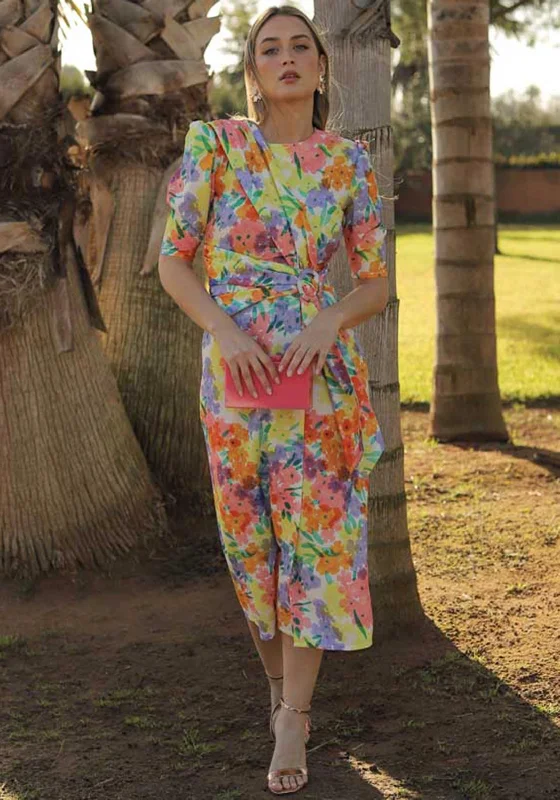 Halter - neck midi dress for a modern and stylish lookCayro Floral Print Wrap Midi Dress, Multi Halter - neck midi dress for a modern and stylish lookCayro Floral Print Wrap Midi Dress, Multi