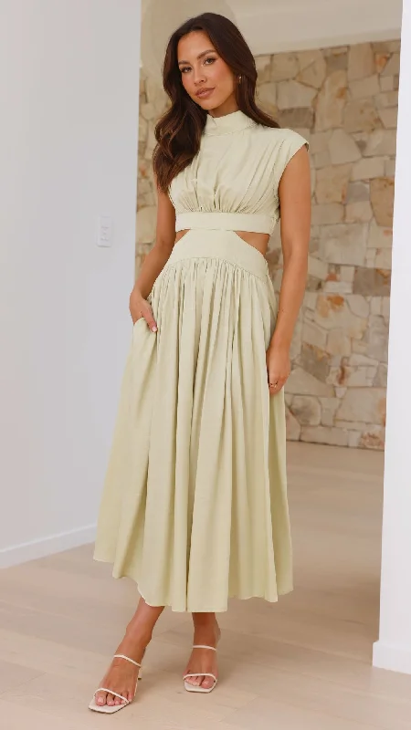 Cotton - blend midi dress for a comfortable and versatile choiceCindie Midi Dress - Sage Cotton - blend midi dress for a comfortable and versatile choiceCindie Midi Dress - Sage
