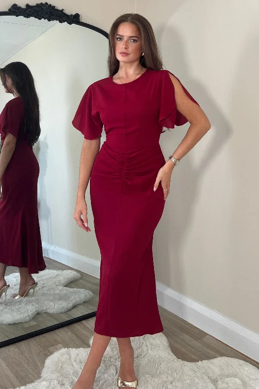 Celebrity - endorsed midi dress popularized by famous personalitiesCleo Berry Ruched Detail Midi Dress Celebrity - endorsed midi dress popularized by famous personalitiesCleo Berry Ruched Detail Midi Dress