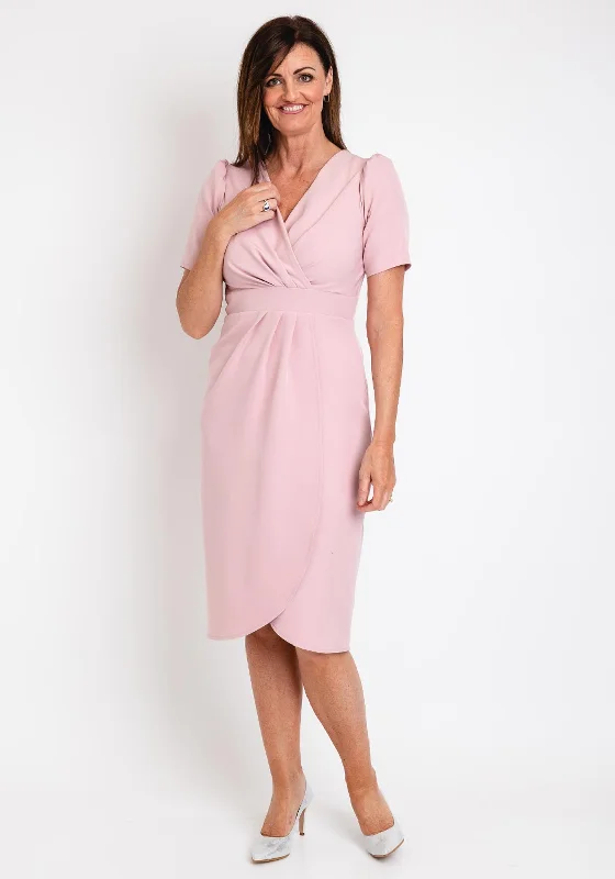 Tassel - adorned midi dress for a bohemian and stylish touchCoco Doll Toya Faux Wrap Midi Dress, Blush Tassel - adorned midi dress for a bohemian and stylish touchCoco Doll Toya Faux Wrap Midi Dress, Blush