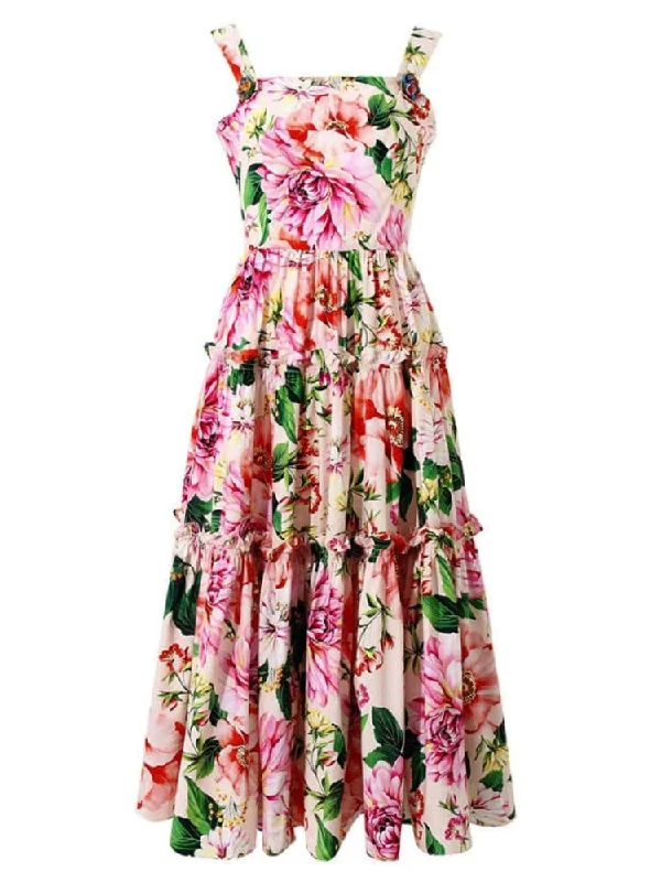 Midi dress for a gym session if it has sufficient stretchDani Corset Floral Midi Dress - Violet Purple Floral