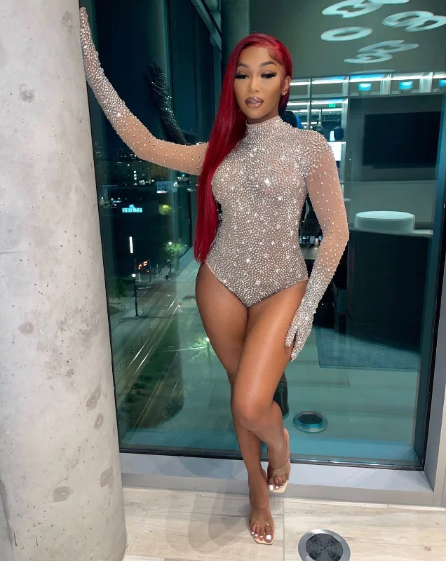 Party Dresses with Satin and Lace Trimmed Neckline and Ruffled Sleeves and Embroidered Skirt for Ladies' Sophisticated and Intricate LookRayla Full Glove Bodysuit Pre-Order