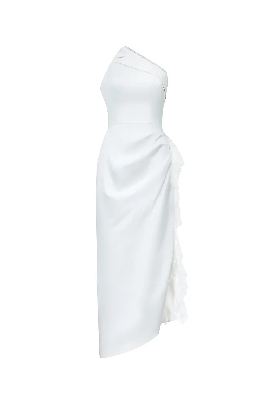 Split - hem midi dress for added mobility and a trendy styleElysia Asymmetric One Shoulder Organdy Midi Dress Split - hem midi dress for added mobility and a trendy styleElysia Asymmetric One Shoulder Organdy Midi Dress