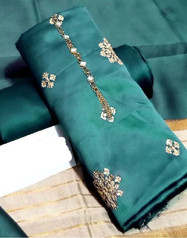 Wrap Style Party Dresses with Belt for Ladies' Comfortable and Stylish OutfitBanarsi Style Embroidered Shamoz Silk Dress with Silk Jhalar Dupatta (DZ16107)