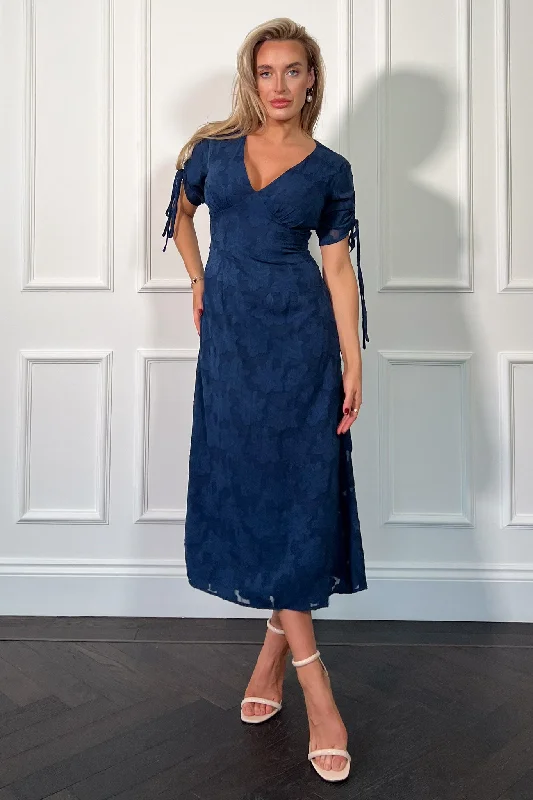 Velvet midi dress for a luxurious and soft feelEmily Burnout Blue Tie Sleeve Midi Dress Velvet midi dress for a luxurious and soft feelEmily Burnout Blue Tie Sleeve Midi Dress