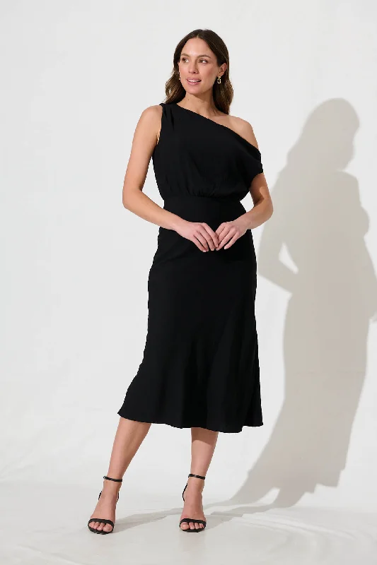 Color - block midi dress for a bold and contemporary statementGeorgiana Midi Dress in Black Color - block midi dress for a bold and contemporary statementGeorgiana Midi Dress in Black