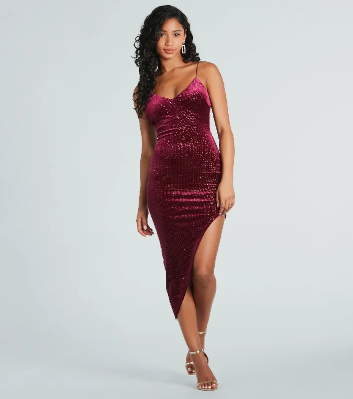 Midi dress for travel due to its versatility and durabilityGlam Spark Glitter Velvet Midi Dress Midi dress for travel due to its versatility and durabilityGlam Spark Glitter Velvet Midi Dress