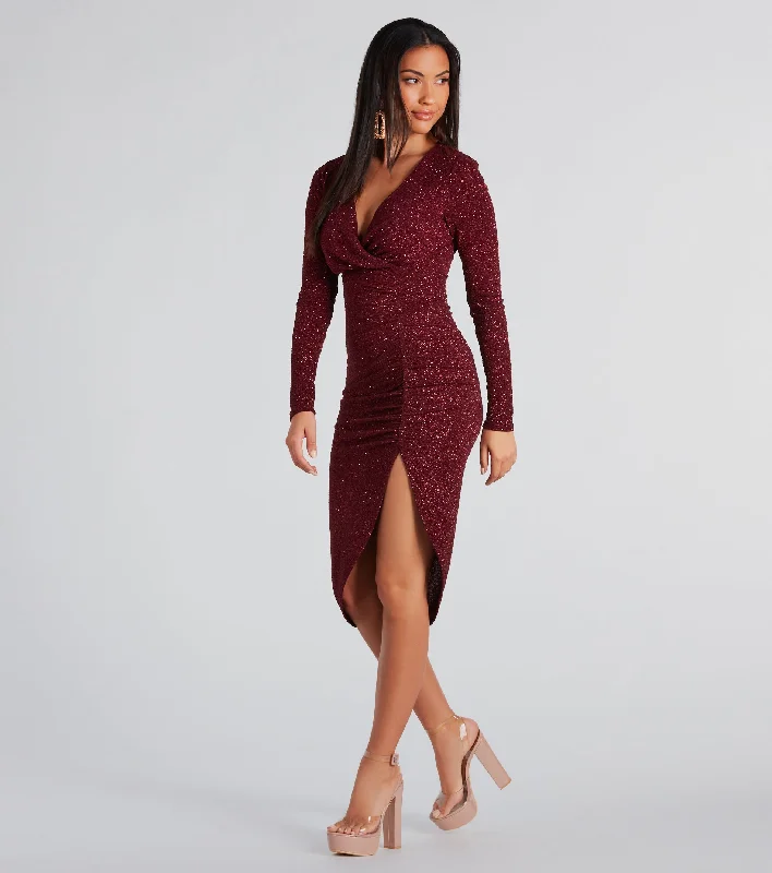 Midi dress for a music festival with a bohemian - inspired outfitGlow Goals Glitter Long Sleeve Midi Dress Midi dress for a music festival with a bohemian - inspired outfitGlow Goals Glitter Long Sleeve Midi Dress