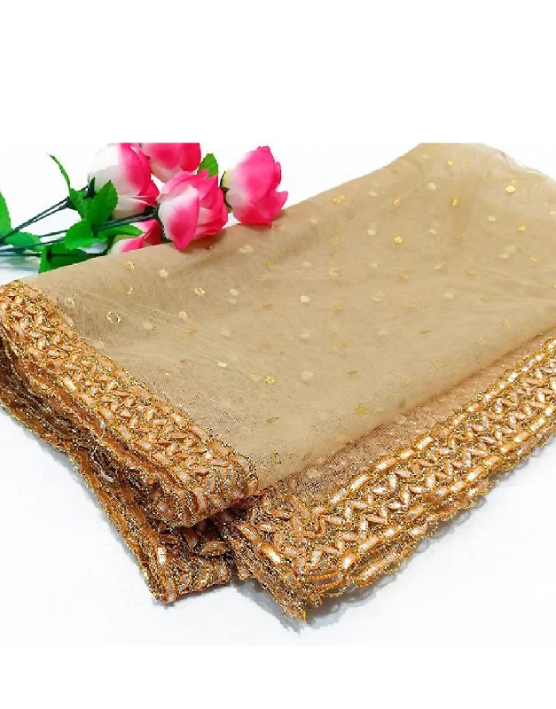 Party Dresses with Sequined Hearts and Satin and Lace Combination for Ladies' Valentine's Day Party RomanceGota Lace Net Dupatta - Skin (DZ15001)