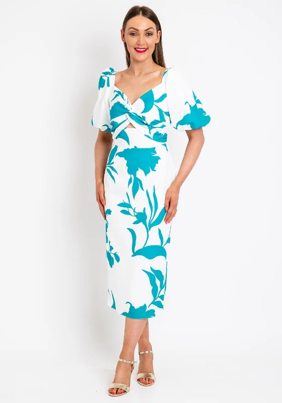 Printed - animal - pattern midi dress for a wild and trendy lookHerysa Esther Print Knot Midi Dress, White & Green Printed - animal - pattern midi dress for a wild and trendy lookHerysa Esther Print Knot Midi Dress, White & Green