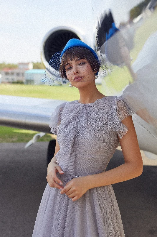 Party Dresses with Rhinestone Embellishments and Sheer Sleeves for Ladies' Luxurious and Alluring LookHigh Neck Tulle Mini Sleeve Tea Length Gown Party Dresses with Rhinestone Embellishments and Sheer Sleeves for Ladies' Luxurious and Alluring LookHigh Neck Tulle Mini Sleeve Tea Length Gown
