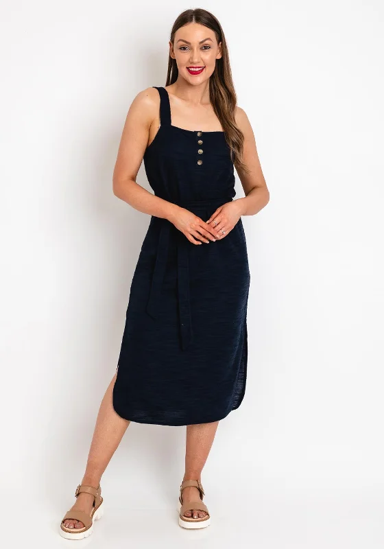 Midi dress for a school event such as a sports day or field tripIchi Woven Straight Midi Dress, Navy Midi dress for a school event such as a sports day or field tripIchi Woven Straight Midi Dress, Navy