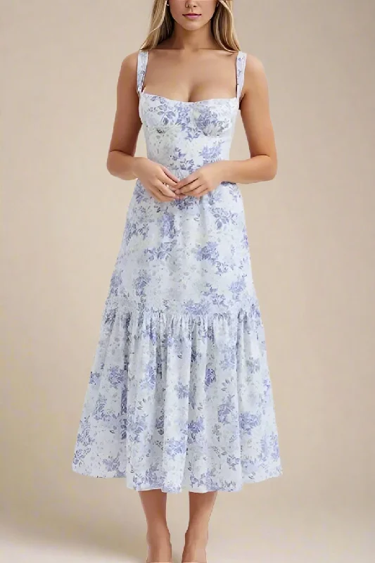 Linen midi dress for a breathable and casual summer optionImogen Bodycon Day Midi Dress - Sky Blue Linen midi dress for a breathable and casual summer optionImogen Bodycon Day Midi Dress - Sky Blue