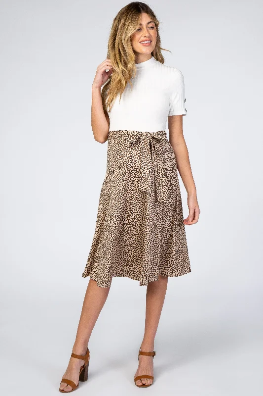 Dresses with Embroidered Floral Patterns and Tassel Hem and Sequined Bodice for Ladies' Bohemian and Glamorous LookIvory Animal Print Colorblock Maternity Dress Dresses with Embroidered Floral Patterns and Tassel Hem and Sequined Bodice for Ladies' Bohemian and Glamorous LookIvory Animal Print Colorblock Maternity Dress