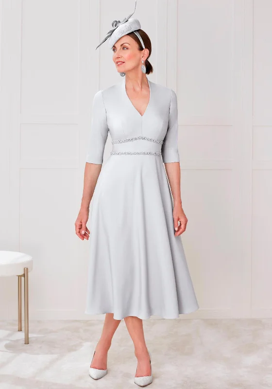 Empire waist midi dress for a flattering and feminine fitJohn Charles Beaded Waist Midi Dress, Silver