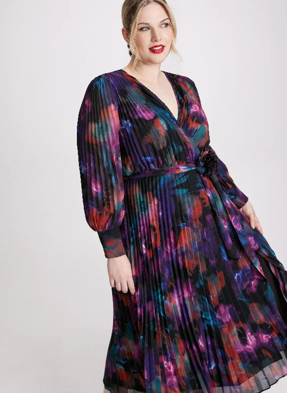 Contemporary - designed midi dress with modern detailsJoseph Ribkoff - Floral Plissé Midi Dress Contemporary - designed midi dress with modern detailsJoseph Ribkoff - Floral Plissé Midi Dress