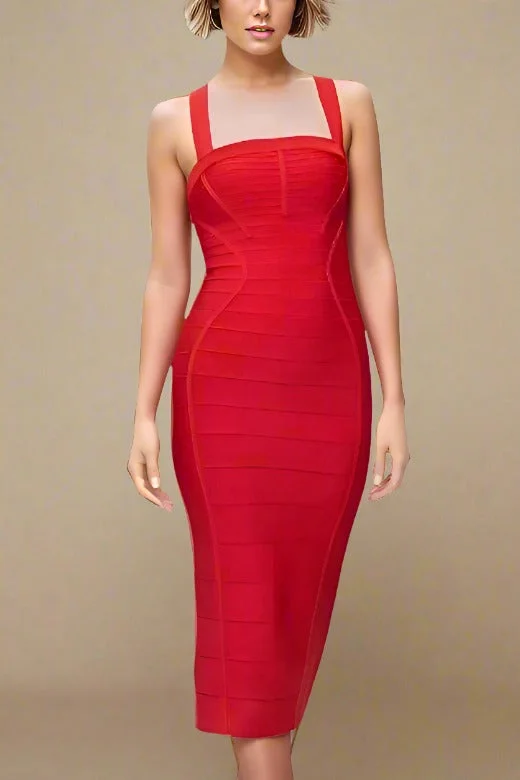 Midi dress for a gym session if it has sufficient stretchKendall Bandage Midi Dress - Lipstick Red