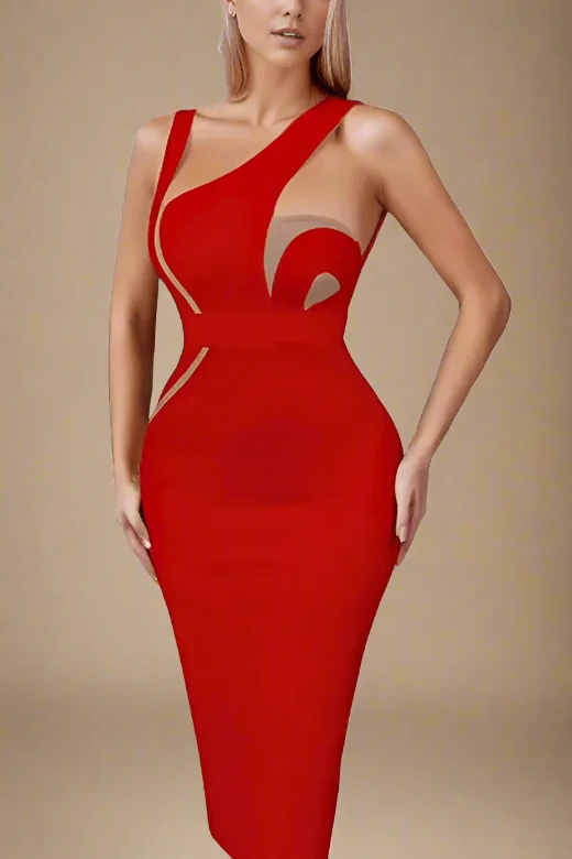 Cape - sleeve midi dress for a unique and stylish appearanceKylie Bodycon Midi Dress - Lipstick Red Cape - sleeve midi dress for a unique and stylish appearanceKylie Bodycon Midi Dress - Lipstick Red