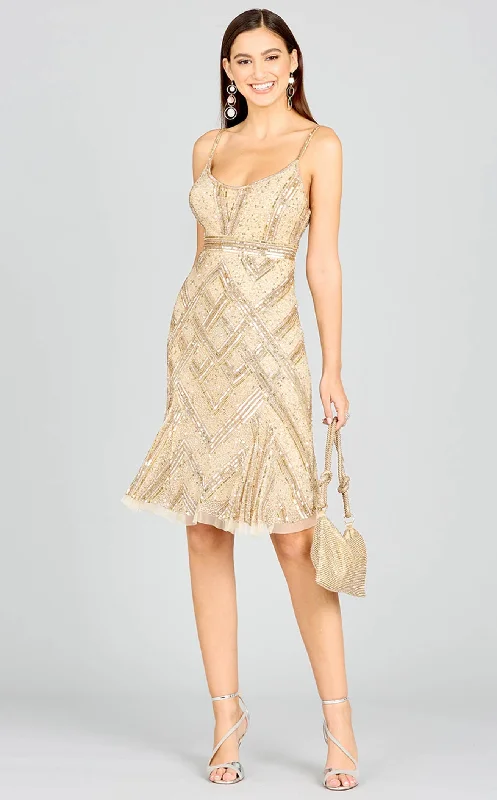 Party Dresses with Pleated Tulle Skirt and Sequined Geometric Shapes and Lace Overlay for Ladies' Princess and Feminine LookLara 29218 Dress