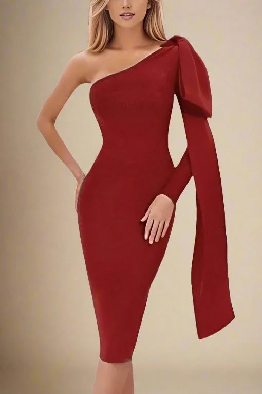 Affordable midi dress for budget - conscious shoppersLela Long Sleeve Bandage Midi Dress - Lipstick Red Affordable midi dress for budget - conscious shoppersLela Long Sleeve Bandage Midi Dress - Lipstick Red