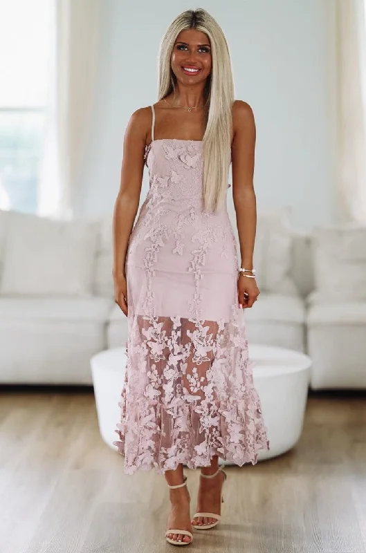 Linen midi dress for a breathable and casual summer optionLove This Day Midi Dress - Mauve