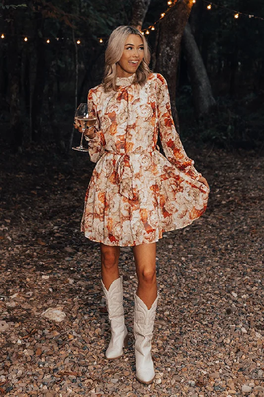Short Sleeve Floral Print Party Dresses for Ladies' Spring PartiesLush Blooms Mini Dress