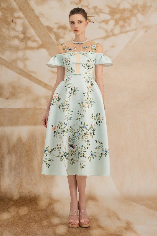 Vintage - inspired 50s midi dress with a classic silhouetteMaisie A-line Round Neck Silk Satin Midi Dress Vintage - inspired 50s midi dress with a classic silhouetteMaisie A-line Round Neck Silk Satin Midi Dress