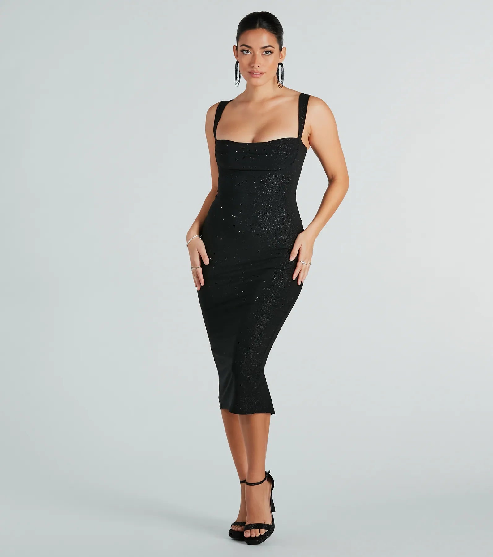Contemporary - designed midi dress with modern detailsMarcella Formal Glitter Sleeveless Midi Dress Contemporary - designed midi dress with modern detailsMarcella Formal Glitter Sleeveless Midi Dress
