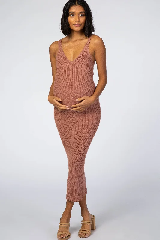 Strapless Cotton Dresses for Ladies' Beachside RelaxationMauve Sleeveless V-Neck Maternity Sweater Dress Strapless Cotton Dresses for Ladies' Beachside RelaxationMauve Sleeveless V-Neck Maternity Sweater Dress