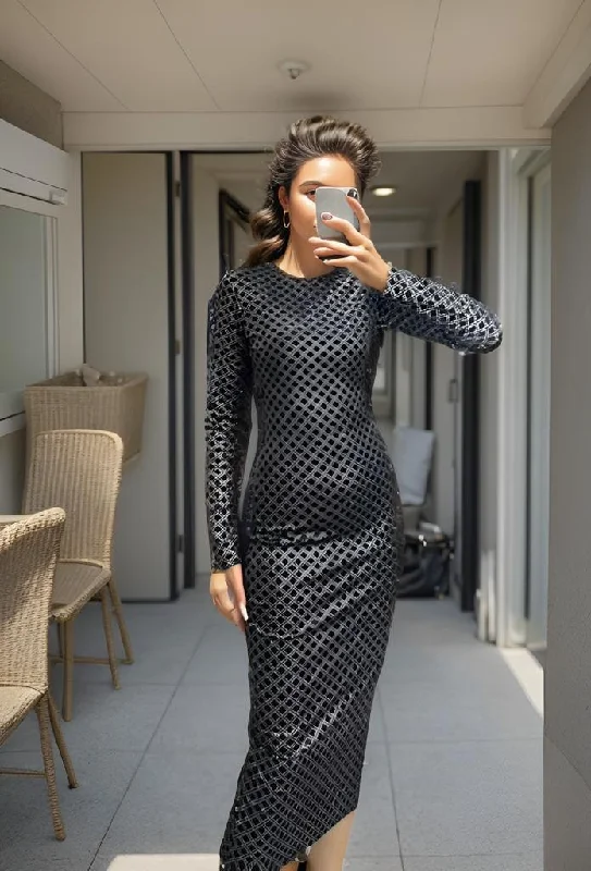Party Dresses with Embroidered Tribal Patterns and Satin Sash for Ladies' Cultural and Stylish LookMiami Bodycon Evening Dress
