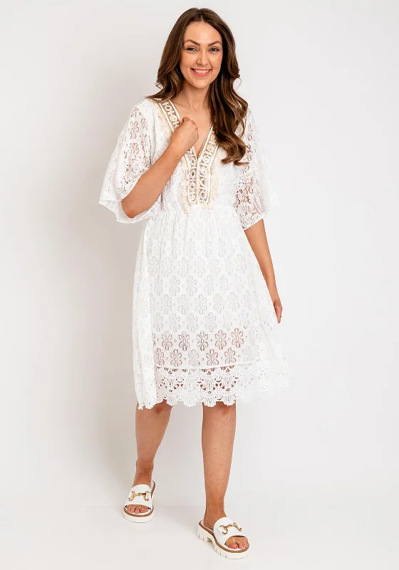 Asymmetric hem midi dress for a unique and fashionable styleSerafina Collection One Size Lace Midi Dress, White Asymmetric hem midi dress for a unique and fashionable styleSerafina Collection One Size Lace Midi Dress, White