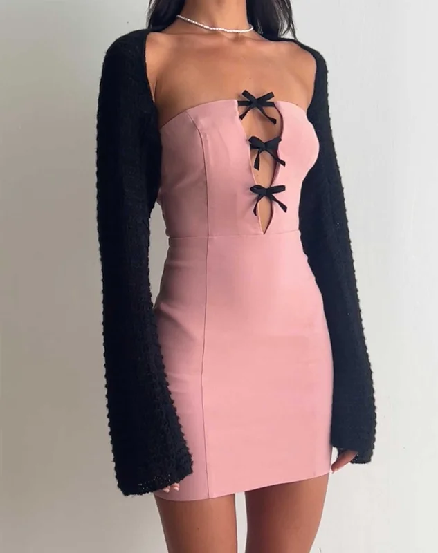 Empire Waist Party Dresses with Satin Sash for Ladies' Curvy Figure FlatteringNovara Mini Dress in Pink