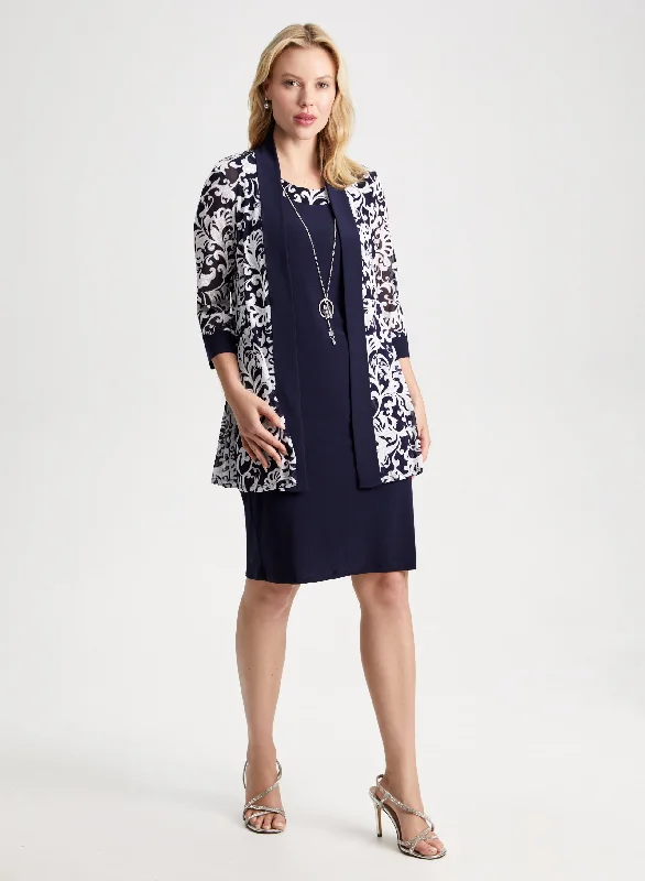Party Dresses with Sequined Hearts and Ruffled Hem and Satin and Lace Combo for Ladies' Romantic and Feminine LookPaisley Print Jacket & Dress Set Party Dresses with Sequined Hearts and Ruffled Hem and Satin and Lace Combo for Ladies' Romantic and Feminine LookPaisley Print Jacket & Dress Set