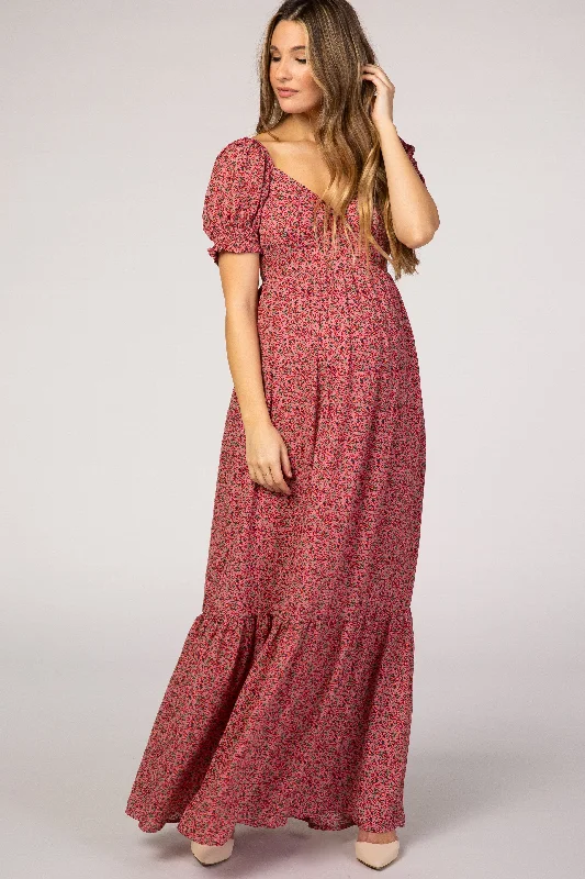 Dresses with Embroidered Paisley Patterns for Ladies' Exotic and Sophisticated LookPink Floral Puff Sleeve Maternity Maxi Dress Dresses with Embroidered Paisley Patterns for Ladies' Exotic and Sophisticated LookPink Floral Puff Sleeve Maternity Maxi Dress
