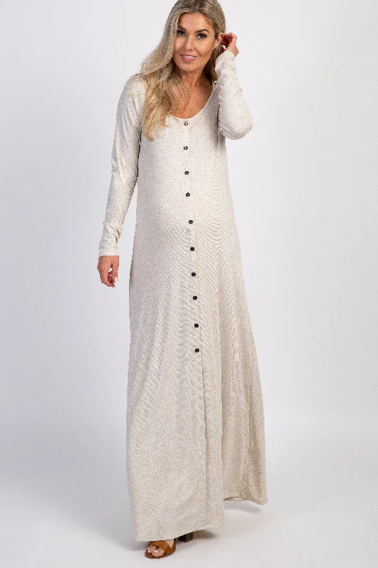 Dresses with Lace and Chiffon Blend for Ladies' Soft and Feminine LookPinkBlush Beige Button Front Maternity Maxi Dress Dresses with Lace and Chiffon Blend for Ladies' Soft and Feminine LookPinkBlush Beige Button Front Maternity Maxi Dress