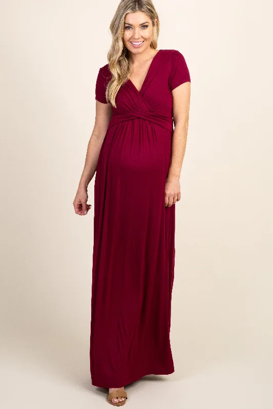 Sheath Style Rayon Dresses for Ladies' Office CasualPinkBlush Burgundy Draped Maternity/Nursing Maxi Dress Sheath Style Rayon Dresses for Ladies' Office CasualPinkBlush Burgundy Draped Maternity/Nursing Maxi Dress